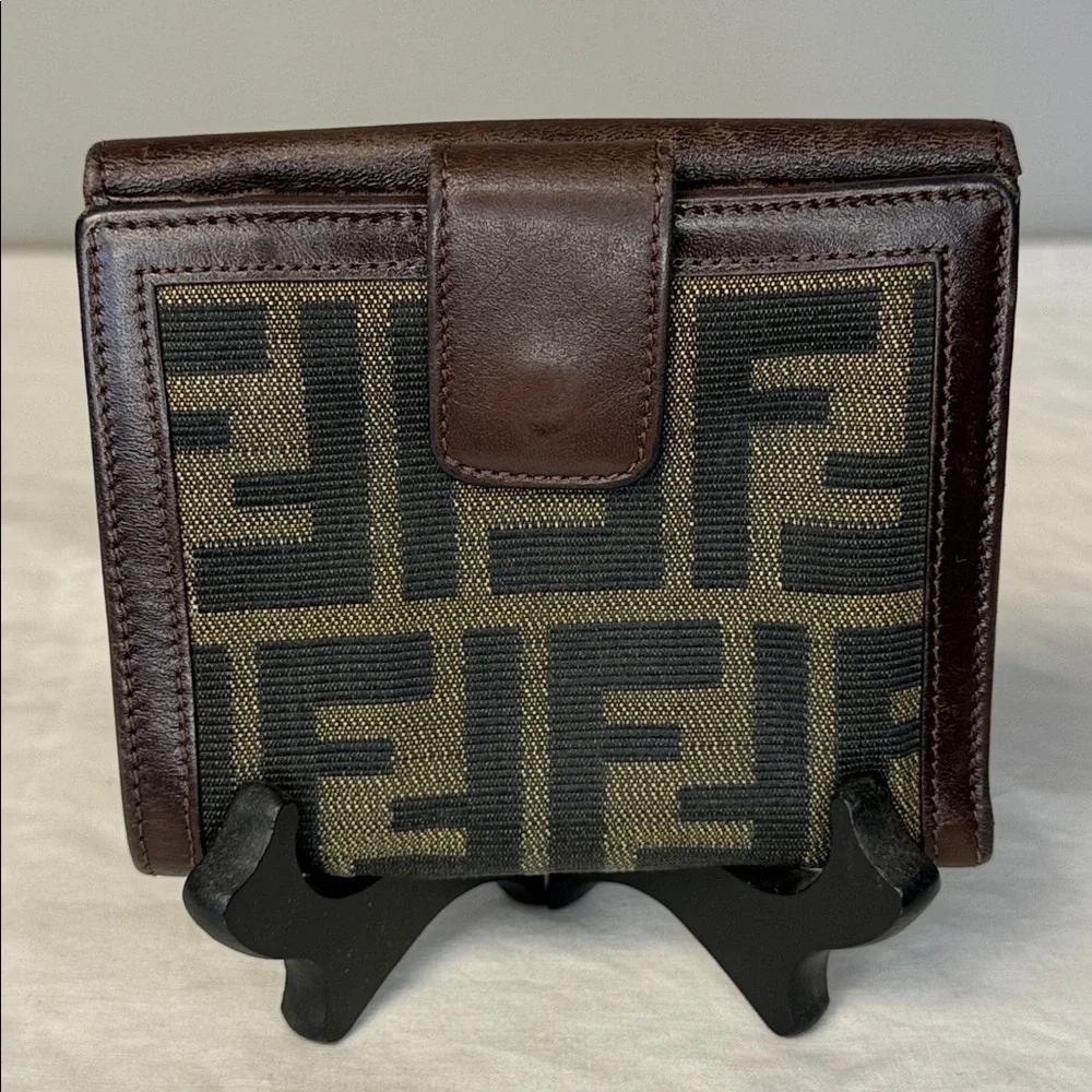 Vintage Fendi Leather & Zucca Canvas Wallet – Made in Italy – EUC